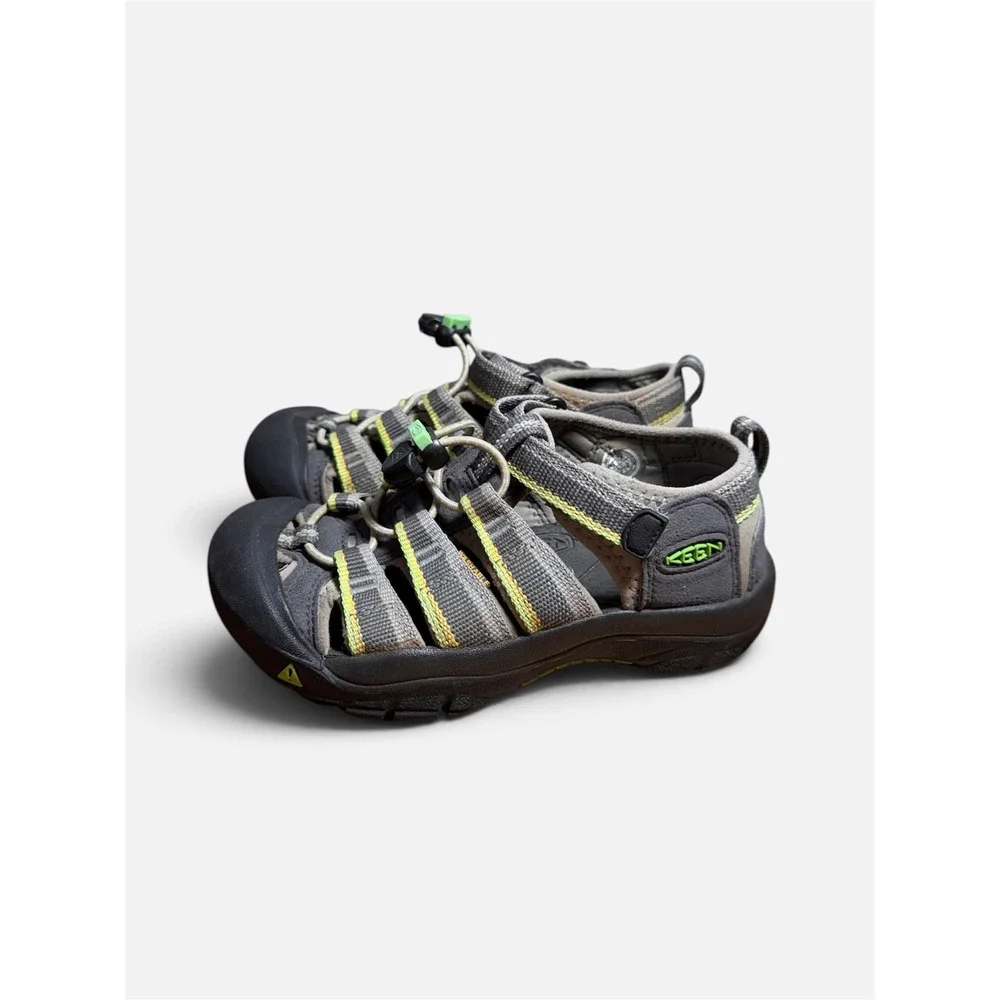 KEEN Newport H2 Sandals Kids Size 13 Grey Lime Green Waterproof Hiking Shoes